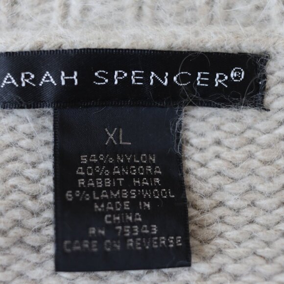 Sarah Spencer Light Gray Marled Ruffle Front Cropped Cardigan Sweater XL Angora - Picture 13 of 15